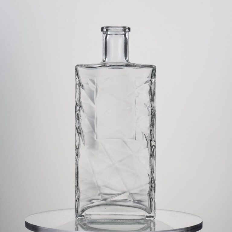 500ML 580g Clear Frosted Glass Bottle For Whiskey Gin Rum