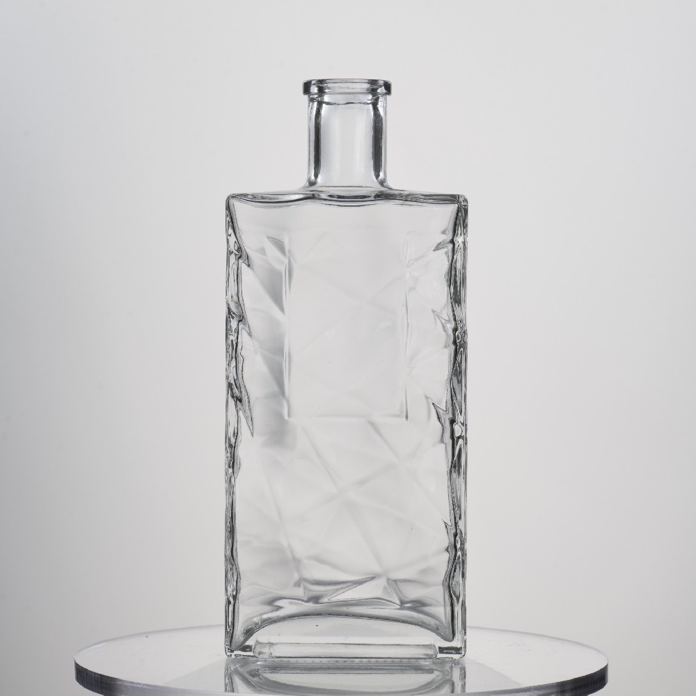 500ML 580g Clear Frosted Glass Bottle For Whiskey Gin Rum