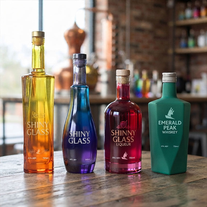 Color coated glass bottles in custom colors