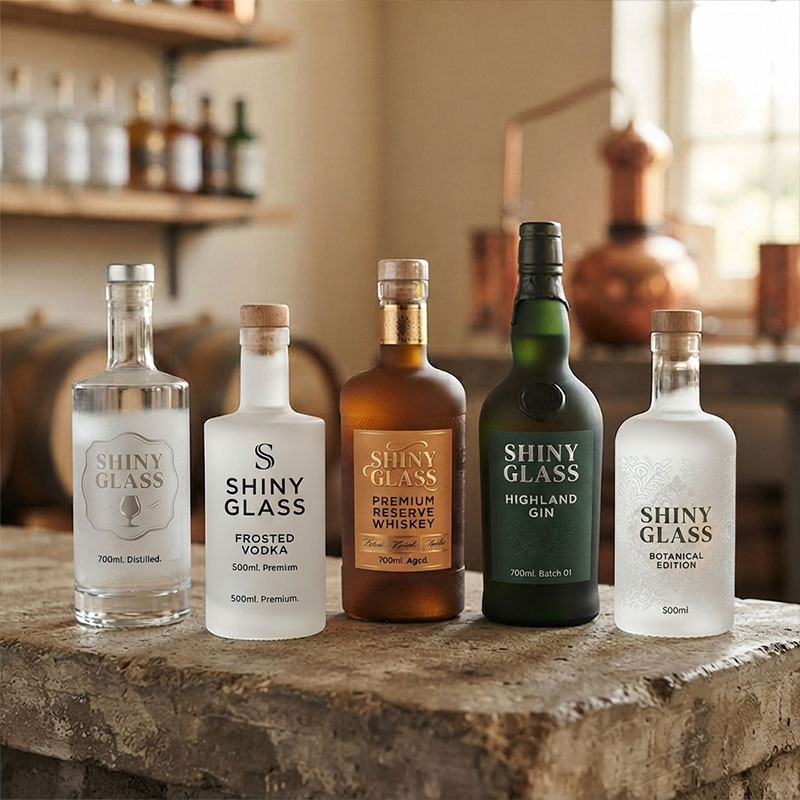 Frosted glass bottles with matte luxury texture