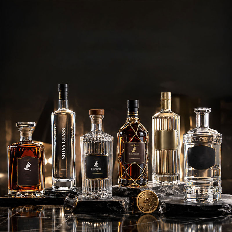 Premium spirits and liquor glass bottles